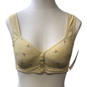 Youxianya Yellow Floral Front Button Bralette Soft Cotton‎ Blend Bra 36/80 NEW